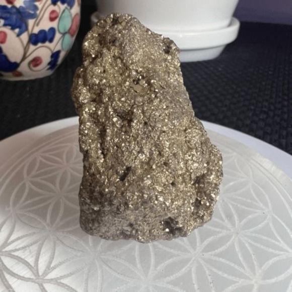 Golden Pyrite Crystal Cluster | Raw Nugget for Boho Decor & Energy Healing - Picture 10 of 11